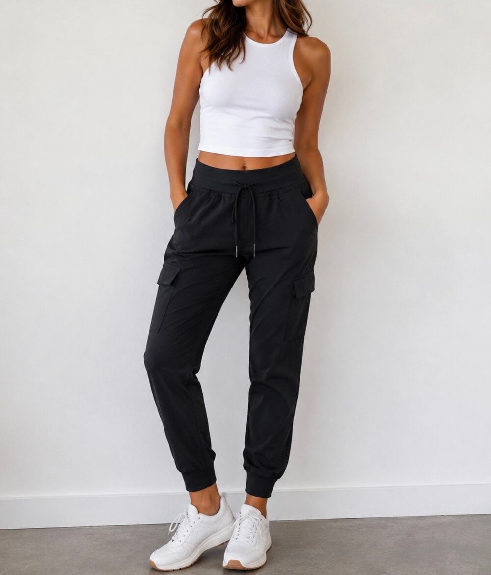 Athleta Headlands Hybrid Cargo II Joggers in Black Size 6